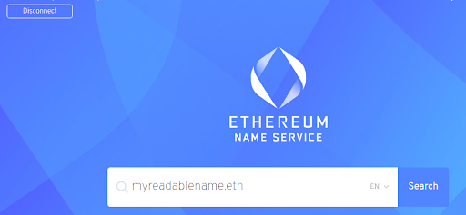 search domain name on ethereum name service